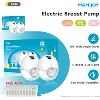 MAMIJOY Tire-lait électrique portable 2 pièces, 4 modes et 36 niveaux, mains libres, faible bruit, capacité 210 ml, cadeau 10 sacs de conservation du lait EB46D