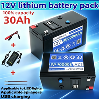 12-V-Lithiumbatterie mit 30 Ah, ausgestattet mit Schalter und Leistungsanzeige, geeignet für Schiffsantriebe, Solar-Fischdetektoren, Elektroboote, den Hausgebrauch, Wohnmobile, Solarenergie,
