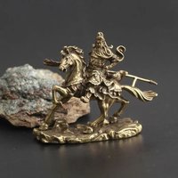Creative Brass Chinese God of Wealth Riding Horse Guan Gong Statue Home Decoration Accessories Office Desk Decor Ornaments