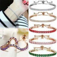 2025 Fashion Shiny Crystal Push-pull Bracelet Light Luxury Micro-inlaid Zircon Bracelet Women's Simple Adjustable Jewelry
