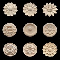 Solid Wood European Decals Wood Carving Round Flowers Furniture Decoration Accessories
