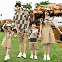 Mother Father Children Family Matching Clothes Summer Mom Daughter One Piece Dress Dad and Son T Shirts Shorts 2PCS Sets 2025