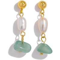 UHBINYCA Stainless Steel Natural Crushed Stone Pearl Drop Earrings 18K PVD Plated High Quality Exquisite Fashion Women Jewelry