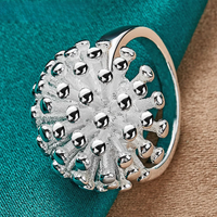URMYLADY 925 Sterling Silver Round Coral 5-10# Ring For Women Wedding Charm Engagement Party Fashion Jewelry