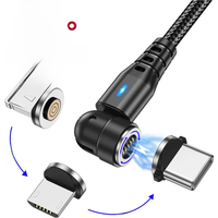 USLION 3 in 1 5A Magnetic Cable Fast Charging 540 Rotate Micro USB Type C Cable For iPhone Xiaomi Magnet Charger Wire USB Cable