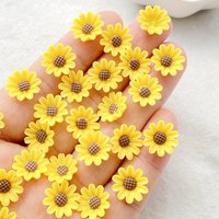 50Pcs New Mixed Nail Art Resin Yellow Chrysanthemums Designer Charms Rhinestones DIY Craft For Nail 3D Decorations