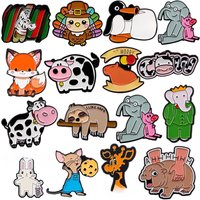 Cute Capybara Enamel Pin Mouse Brooch Pines Giraffe Lapel Pins Cartoon Badge Costume Accessories Animal Jewelry Friends Gifts
