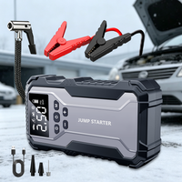 Tragbarer Auto-Starthilfegerät 12V Autobatterie-Starter 3200A Autobatterie-Booster mit Luftkompressor Luftpumpe Leistungsstarker Reifenfüller 8000mAh Powerbank Auto-Startgerät Autostarter mit
