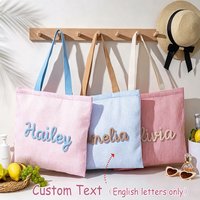 Personalized Beach Tote Bag — Lined Beach Bag with Inner Pocket — Personalized Zippered Tote — Summer Hobo Bag — Bridesmaid Gift
