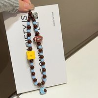 Korean Cute 3D Rugby Dog Cheese Beaded Phone Chain Charm Lanyard For iPhone Samsung Universal Accessories Girl Jewelry Pendant