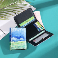Van Gogh Painting Pattern Wallet Women Folding Leather Short Wallets Niche Design Bank Credit Card Holder Girl's Purse