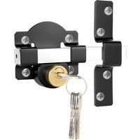 Both Side Gate Lock,Stainless Steel 50mm Long Throw Gate Lock with 5 Keys for Yard Garden Doors/Gates