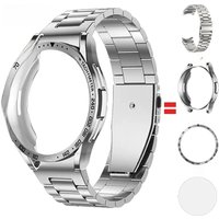 4-in-1 Modification Kit for Samsung Galaxy Watch 6 Classic 43mm 47mm Metal Stainless Steel Strap TPU Case Bezel Protective Film