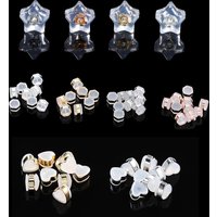 20pcs/Lot Star Hexagon Love Heart Earplug Silicone Earrings Back Ear Back Stoppers For DIY Jewelry Making Supplies Accessories