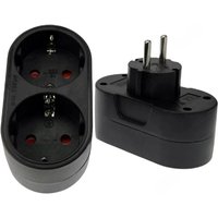 Adapter Converter Outlet Conversion Socket EU Power Travel 16A 250V AC Safety Door 1 to 2 Way European French Electrical Plug BK