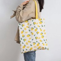 Yellow yellow lemon random printed double double with canvas handbag portable shoulder bag a pack