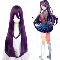Doki Doki Literature Club Yuri Monika Natsuki Sayori DDLC Long Straight Wig Game Synthetic Cosplay Wigs For Women