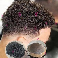 12mm Curly Black Mens Toupee 100% Human Hair Wigs Breathable Mono Lace&Pu Male Prosthesis 10mm Afro Wave Replacement Hairpieces