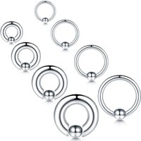1pcs Stainless Steel Large Gauge Captive Bead Ring 20G-00G Nose Hoop for Women Men Ball Closure Rings Ear Piercing Body Jewelry