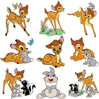 Deer Bambi Rabbit Thumper Cartoon Patches for Clothes Heat Transfer Thermal Stickers DIY T shirt Iron on for Women Appliqued