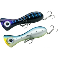 GREENSPIDER Big Game Lure 100mm 29g New Popper Fishing Lures Top Water Hard Bait 3D Eyes Big Mouth Popper Lure With VMC HOOK