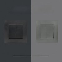 Black 2 Gang 1 Way AC Flame Retardant EU Standard Wall Rocker Switch Button Light Switch On/Off Classic Spray Plastic Panel Way