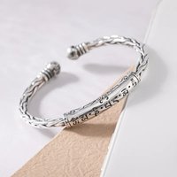 Retro Buddhist six-character mantra open bracelet men\'s punk trend sports and leisure religious jewelry
