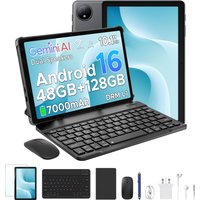 Aorlym P10 Tablet 2 in 1 Android 16 with 10.1" Gemini AI 90Hz Display 48GB RAM(8+40)128GB ROM T310 7000mAh Battery Widevine L1