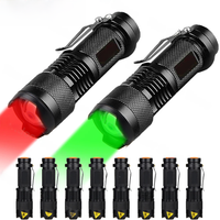 Mini LED Flashlight Green/Red Zoomable Tactical Torch Lamp Hunting Portable Torch Flash light Adjustable Flashlight for Hiking