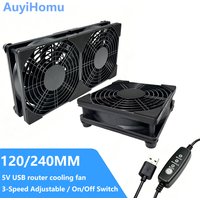 AuyiHomu 120/240mm Dual Fan Cooling Pad with 3 Speed Adjustable-USB Powered,Quiet Cooling Fan for Router/PS5/PC Case/AV Cabinet