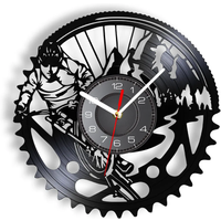 AliExpress NONE Mountain Bike Vinyl Record Wall Clock Extreme Cycling Silent Clock Biking Art MTB Bicycle Vintage Album Longplay Man Cave Watch