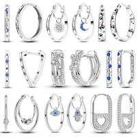 New 925 Silver Hoop Earring For Woman Pendientes Moon Sun Original Earrings Fashion Jewelry