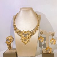 Africa Dubai Bridal Gold Plated Earrings Ring Bracelet Necklace Jewelry Set Silver Plated Accessories Sets Wholesale Price Yll