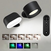 Magnetic LED Wall Light Rechargeable Reading Lights 360° Rotation Touch Remote Control Cabinet Spotlight Round Shape Night Lamp