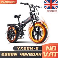 RANDRIDE YX20M-2 Electric Bike 1000W*2 Motor 20*4.0'' Fat Tires E-Bike 48V 20Ah Motorized Electric Two-wheeled Vehicle