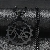 AliExpress AFAWA Tires Bicycle Stainless Steel Long Chain Necklaces Women/Men Black Color Bike Necklaces Jewelry collar hombre bicicleta N2653S1