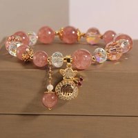 Fashion Sweet Pink Crystal Beads Bracelet for Women Men Attract Money Wealth Good Luck Bracelet Friendship Jewelry Birthday Gift