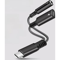 PD 60W Fast USB Type C to 3.5mm Headphone and Charger Adapter 2-in-1 USB C to AUX Audio Jack Dongle Cable For Samsung iphone 16