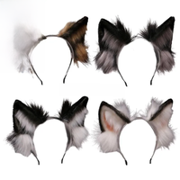 Lovely Animal Faux Fur Wolf Ears Headband Realistic Furry Fluffy Hair Hoop Lolita Anime Masquerade Cosplay Costume