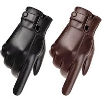 AliExpress NONE Winter Gloves for Men Genuine Leather Gloves Warm Plus Velvet Touch Screen Gloves Outdoor Cycling Driving Motorcycle PU Gloves