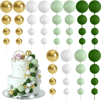 48pcs Green Cake Decorations Balls Cake Topper for Birthday Party Wedding Cake Decorating (Green, Light Green, White, Gold)