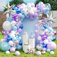 127Pcs Frozen Balloon Arch Garland Kit Blue Purple White Latex Balloons for Princess Girls Frozen Birthday Party Decorations