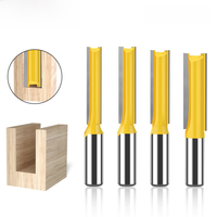 12mm 1/2in Shank Router Bit Set Double Flute Long Straight Bits Grooving Bits Trimming Cutter Woodworking Milling Tools