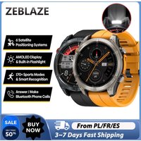 Zeblaze Stratos 4 Robuste Outdoor-GPS-Smartwatch, 1,43'' AMOLED, 5ATM IP69K wasserdicht, 6 Satellitenpositionierung, 500mAh Akku, Fitness-Sportuhr mit Herzfrequenz- und SpO2-Monitor,