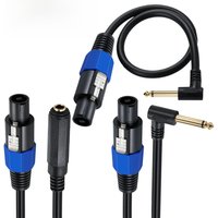 1/4 TS Female to Speakon Speaker Cable Speakon to 6.35 mm Mono Jack Adapter 6.5mm Male Right Angled 1/4" to Twist Lock Speak-On