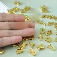 10PC/lot Hole 8MM Plain Slide Letter Golden color A-Z Alphabet DIY Slide Charms Fit For 8mm Keychains Pet Collar Wristband