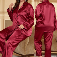Large Size Female Pajamas Set Spring Summer Silk Satin Sleepwear Trouser Pijamas Suit Loose Casual 2 PCS Shirt&Pant Home Wear