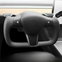 NovaAcc Yoke Steering Wheel For Tesla Model Y 3 2017 2018 2019 2020 2021 2022 2023 Heating Black Nappa Suede Car Accessories