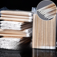 100/300/500Pcs Nails Wood Swab Clean Sticks Bud Tip Wooden Cotton Head Manicure Detail Corrector Nail Polish Remover Tools 10CM