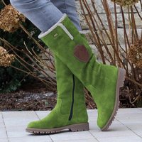 Fashion Half Boots Women Solid Color Large Size Slope Autumn Winter Suede Side Zipper Shoes Round Head Comfort Casual Boots